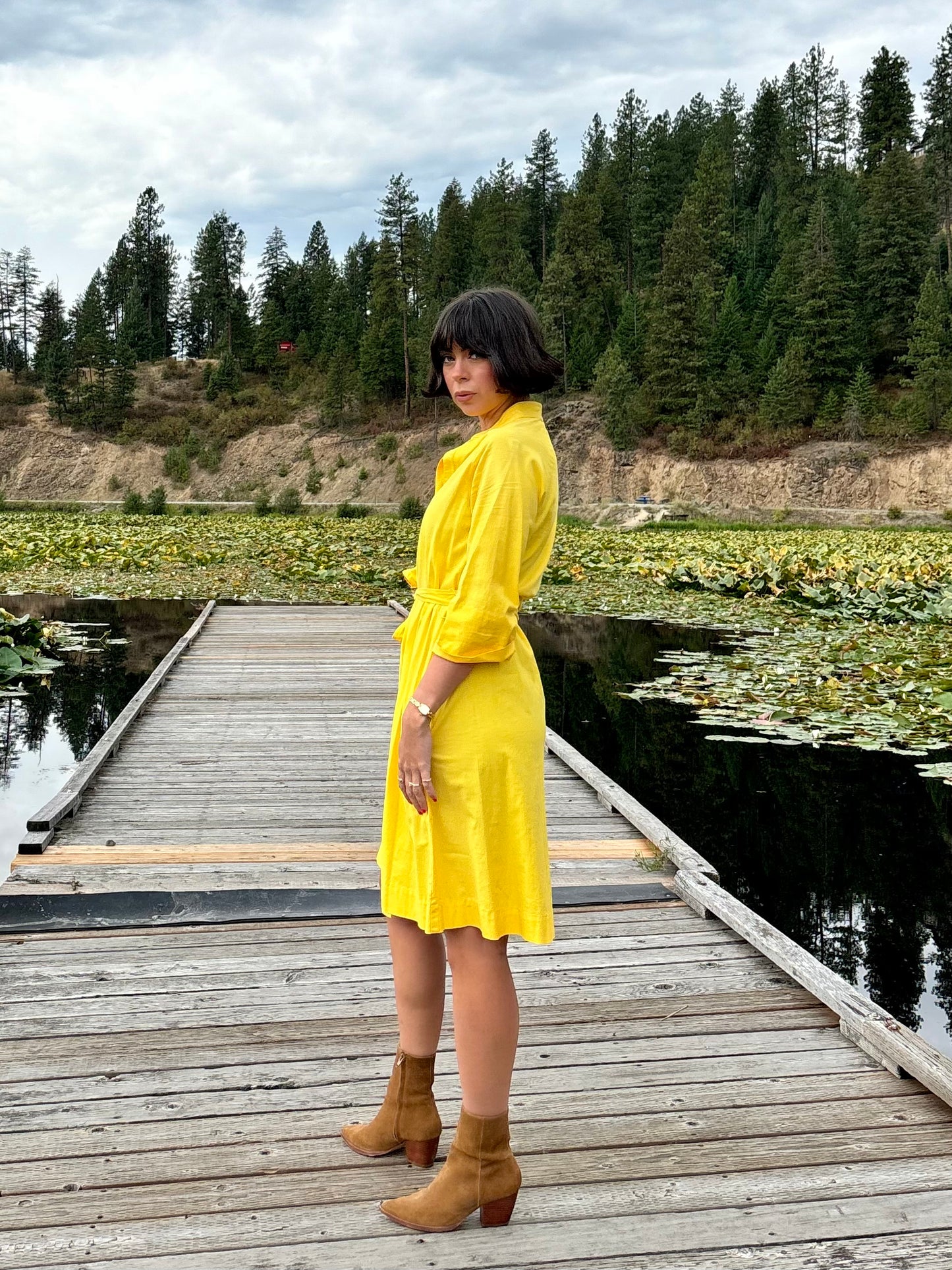 Vintage 70’s Yellow Tie Dress