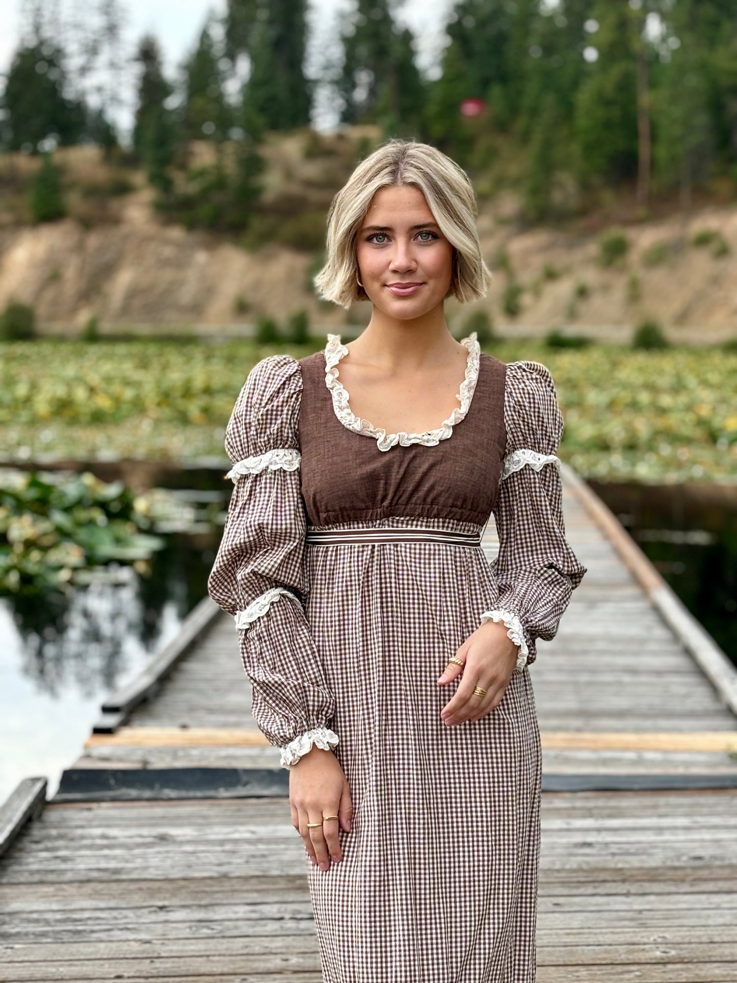 Gingham Ruffle Prairie Dress