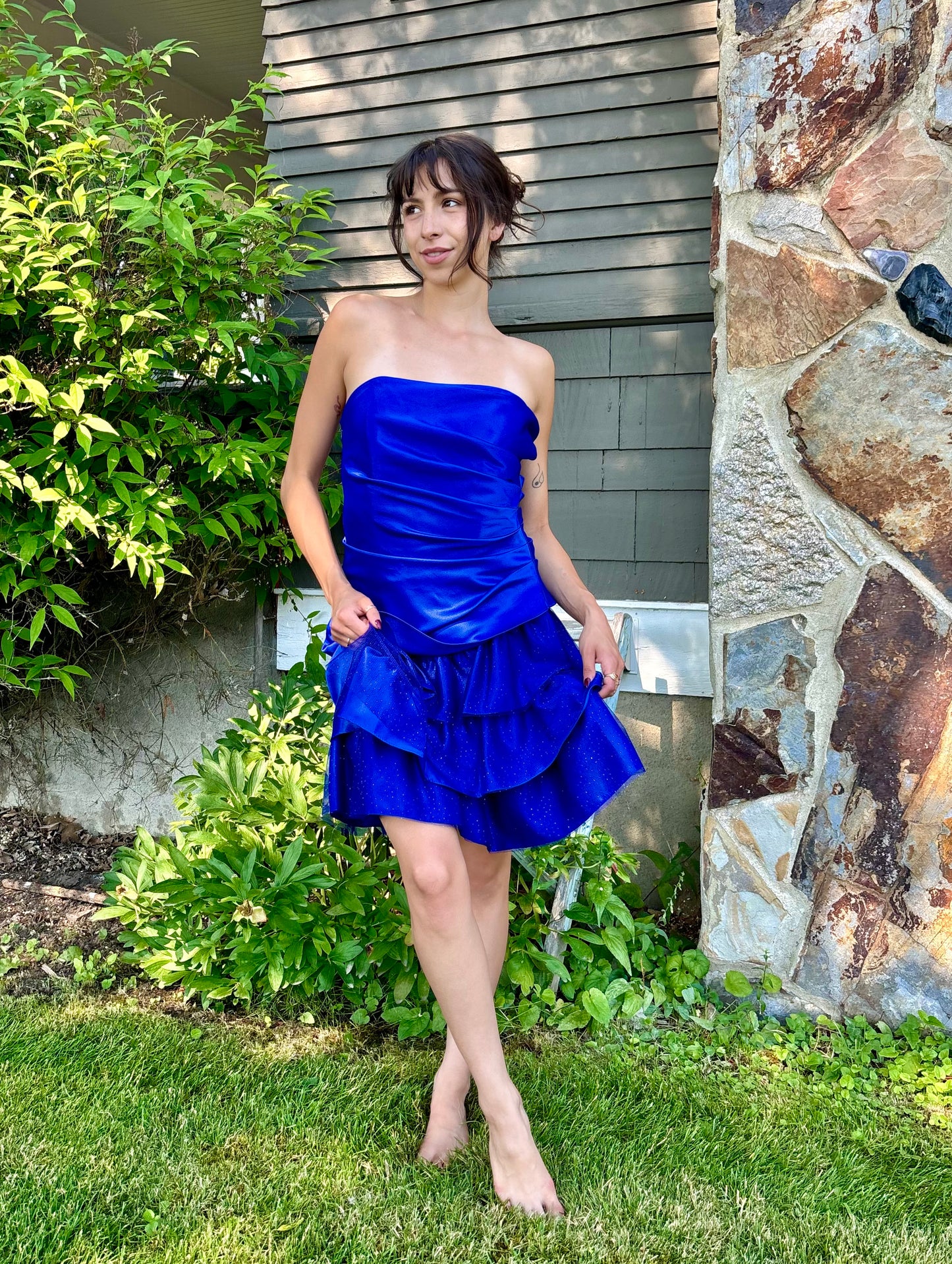Blue Ruffle Party Dress