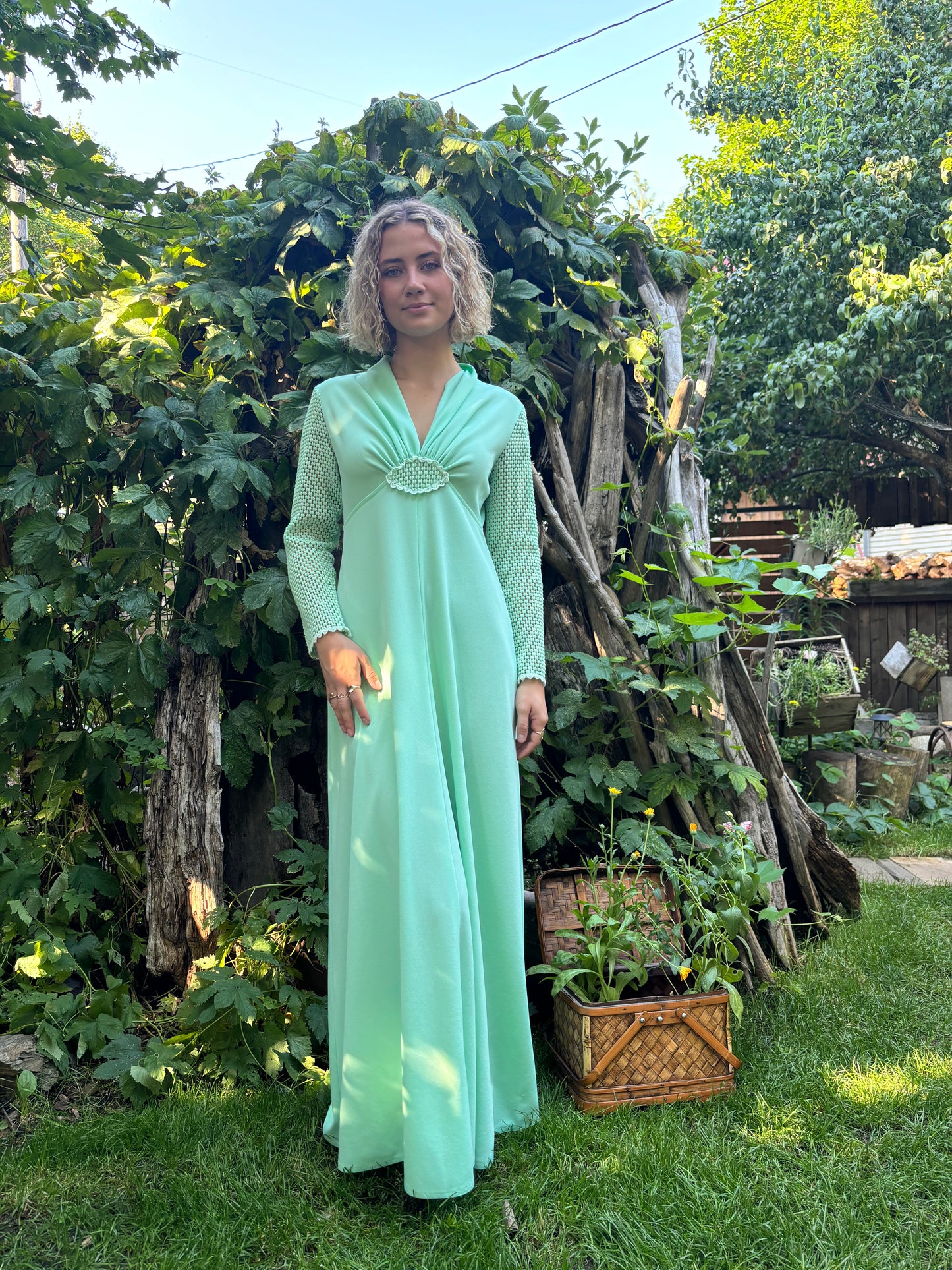 70’s Vintage Seafoam Green Dress