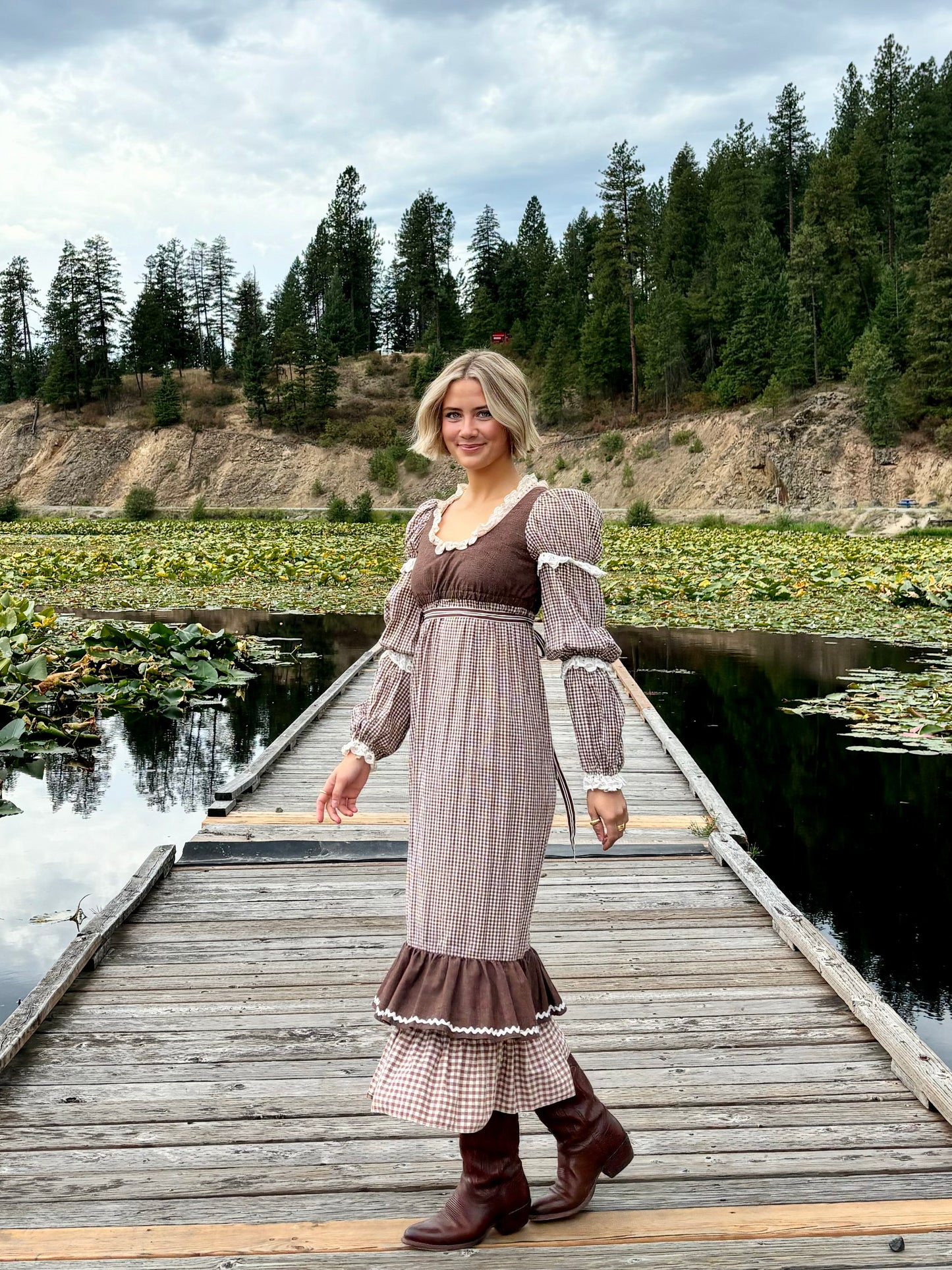 Gingham Ruffle Prairie Dress