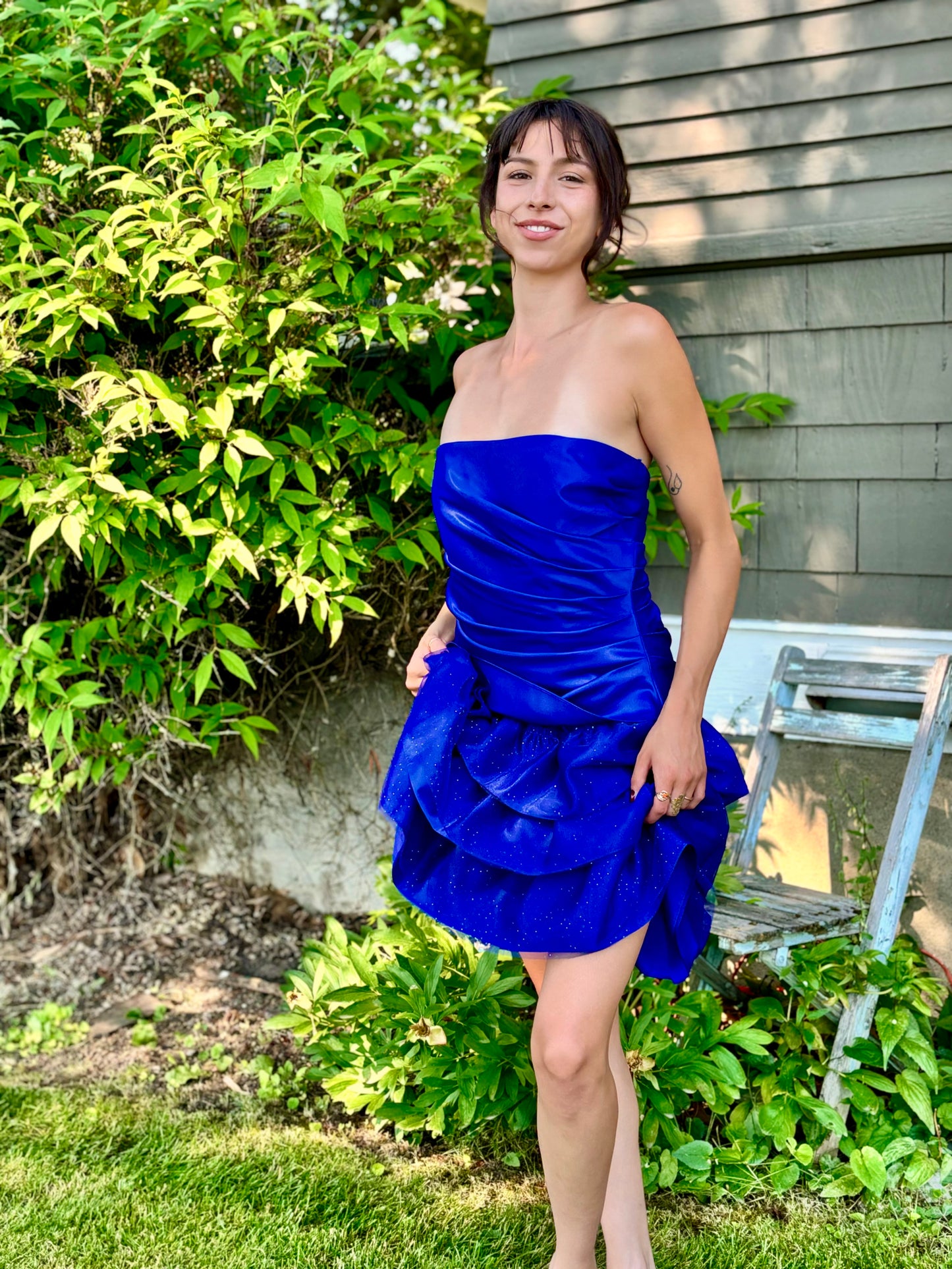 Blue Ruffle Party Dress