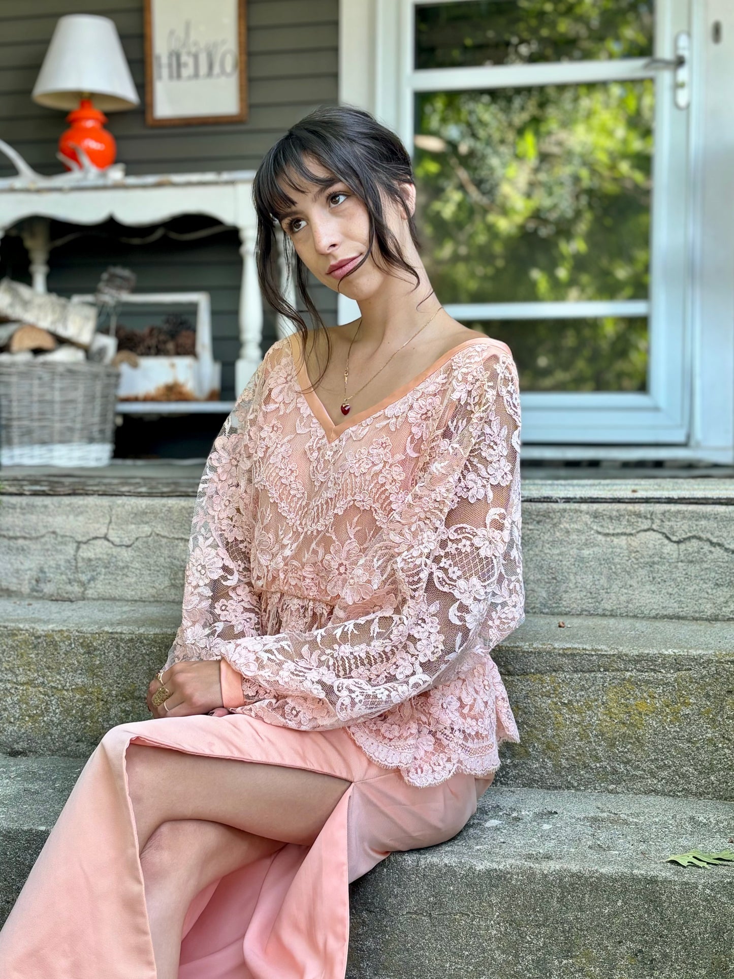 Floral Lace Top & Skirt Set