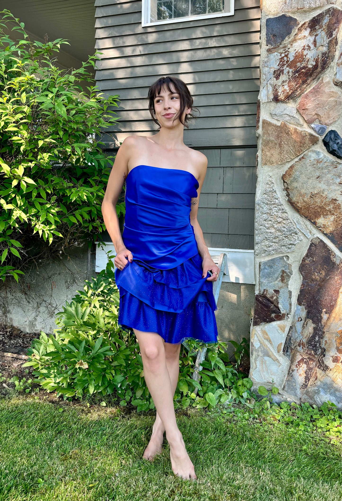 Blue Ruffle Party Dress
