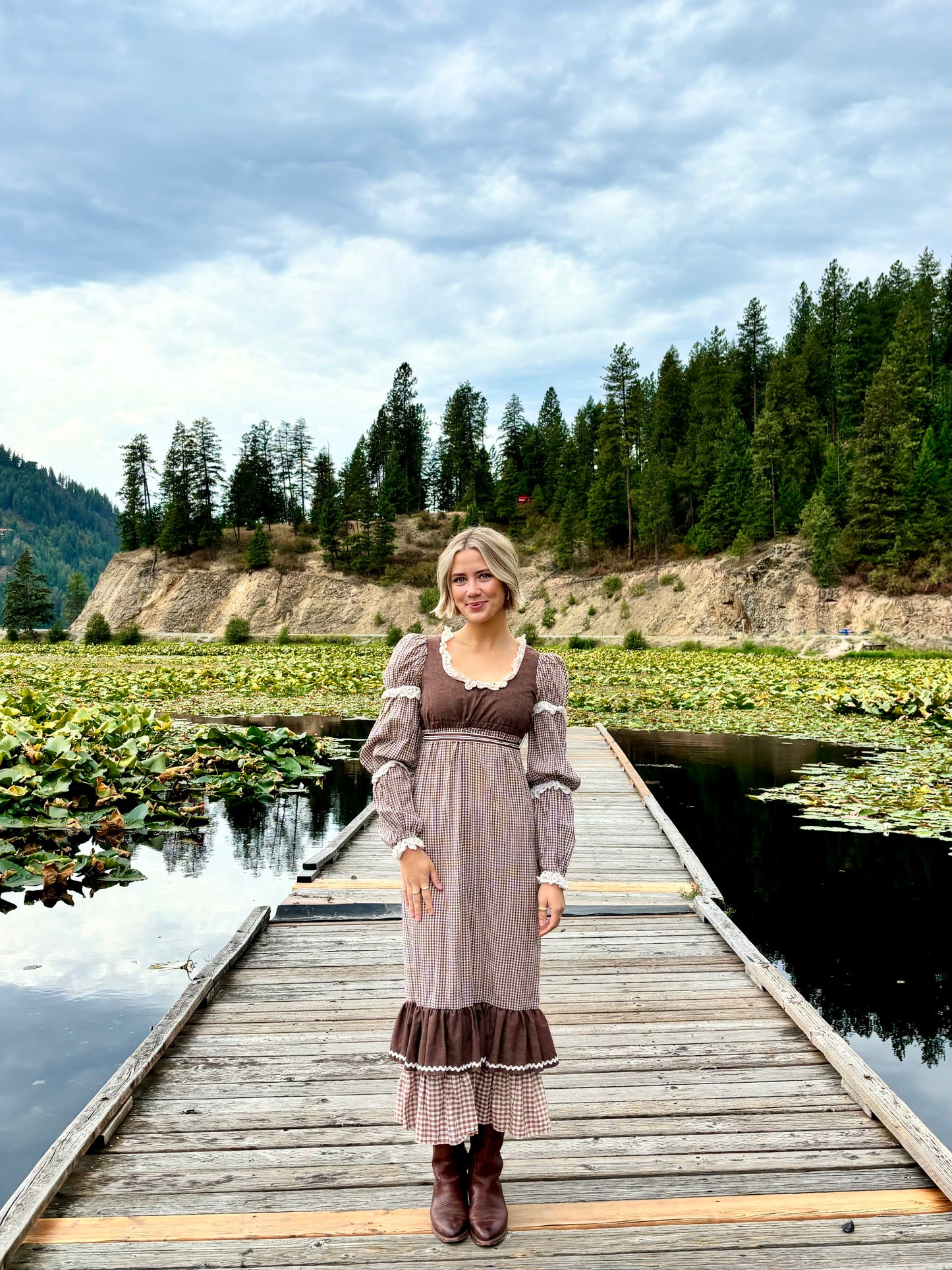 Gingham Ruffle Prairie Dress