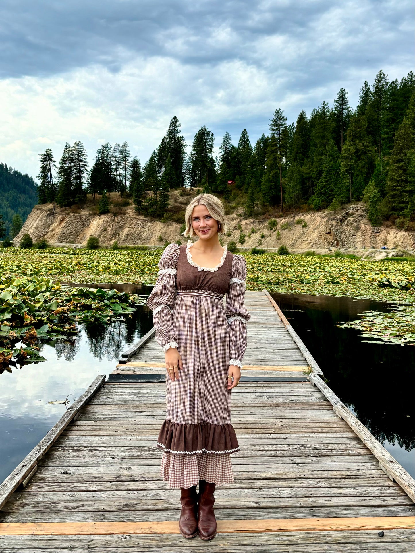 Gingham Ruffle Prairie Dress