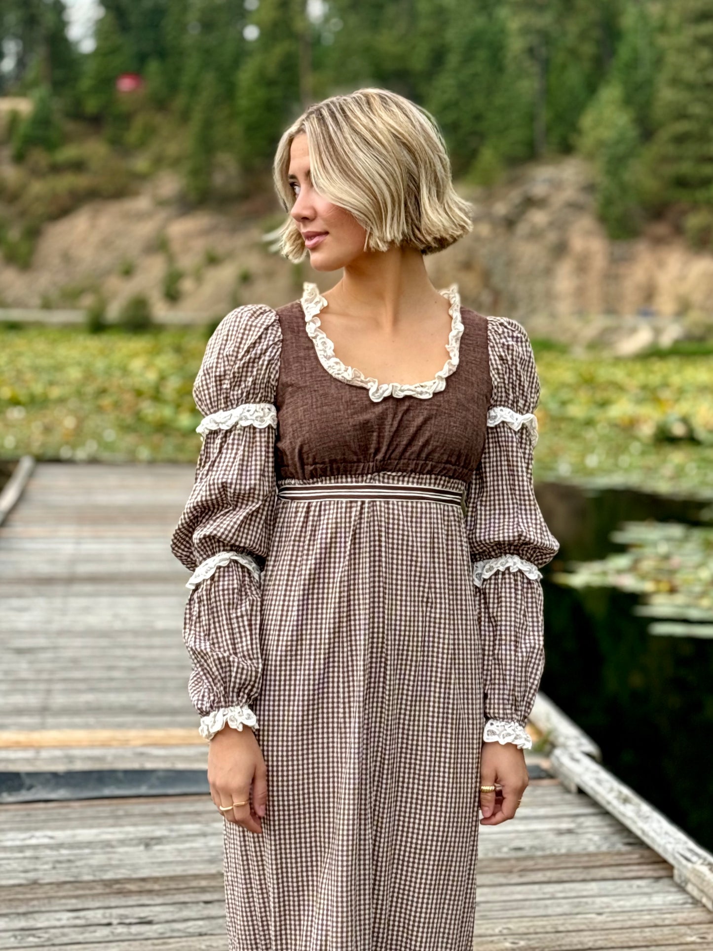 Gingham Ruffle Prairie Dress