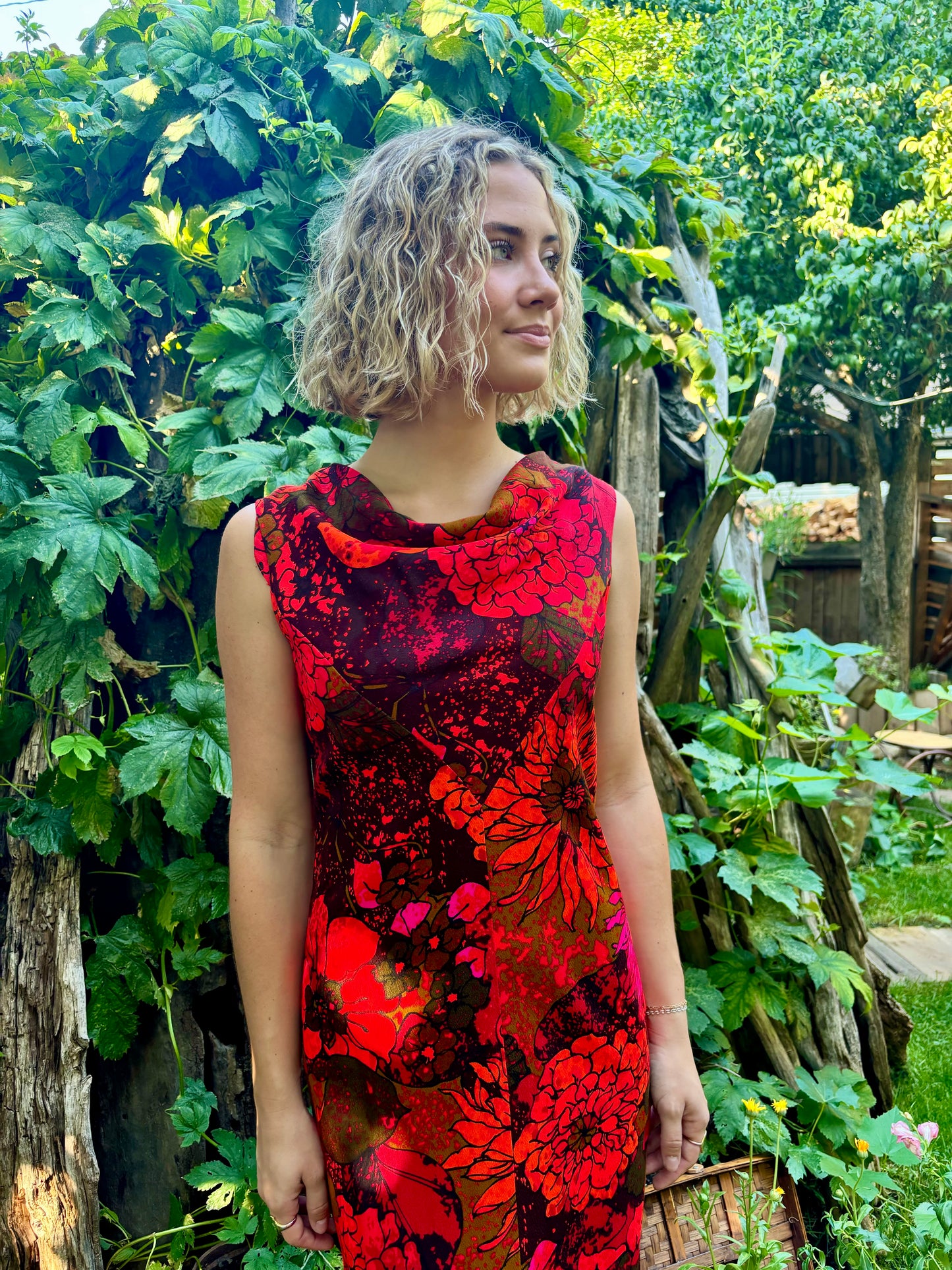 Red Hawaiian Floral Dress