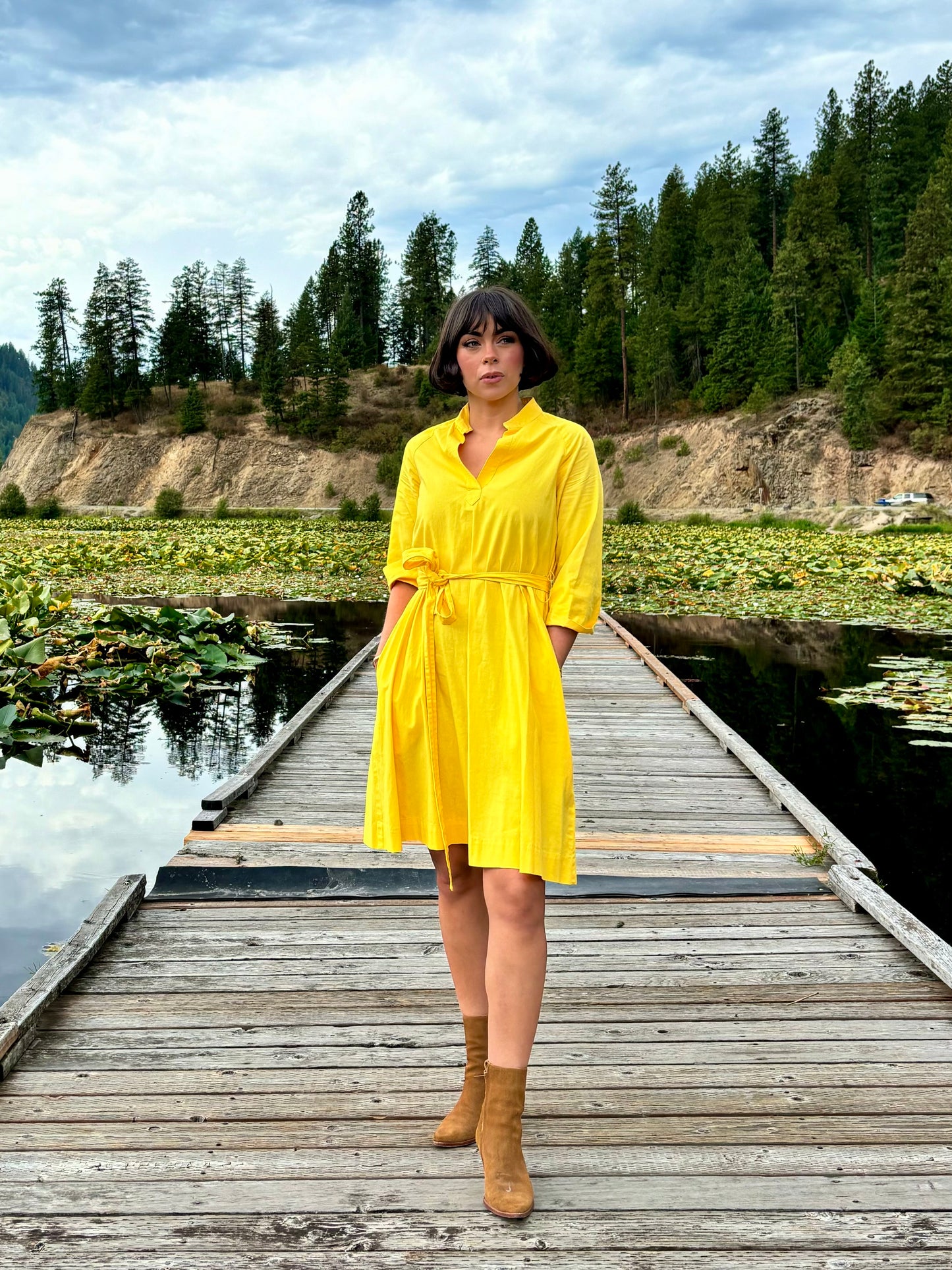 Vintage 70’s Yellow Tie Dress