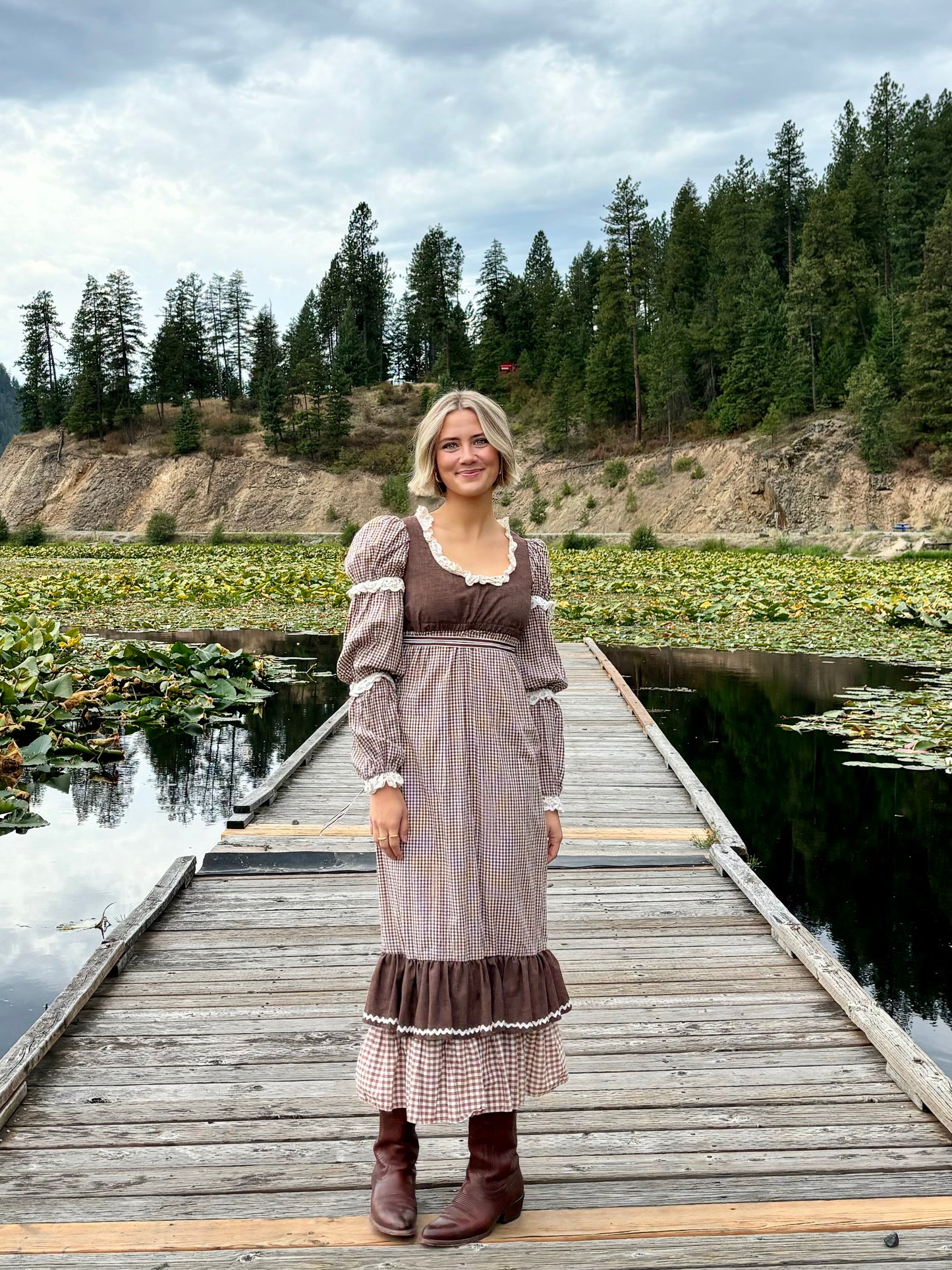Gingham Ruffle Prairie Dress
