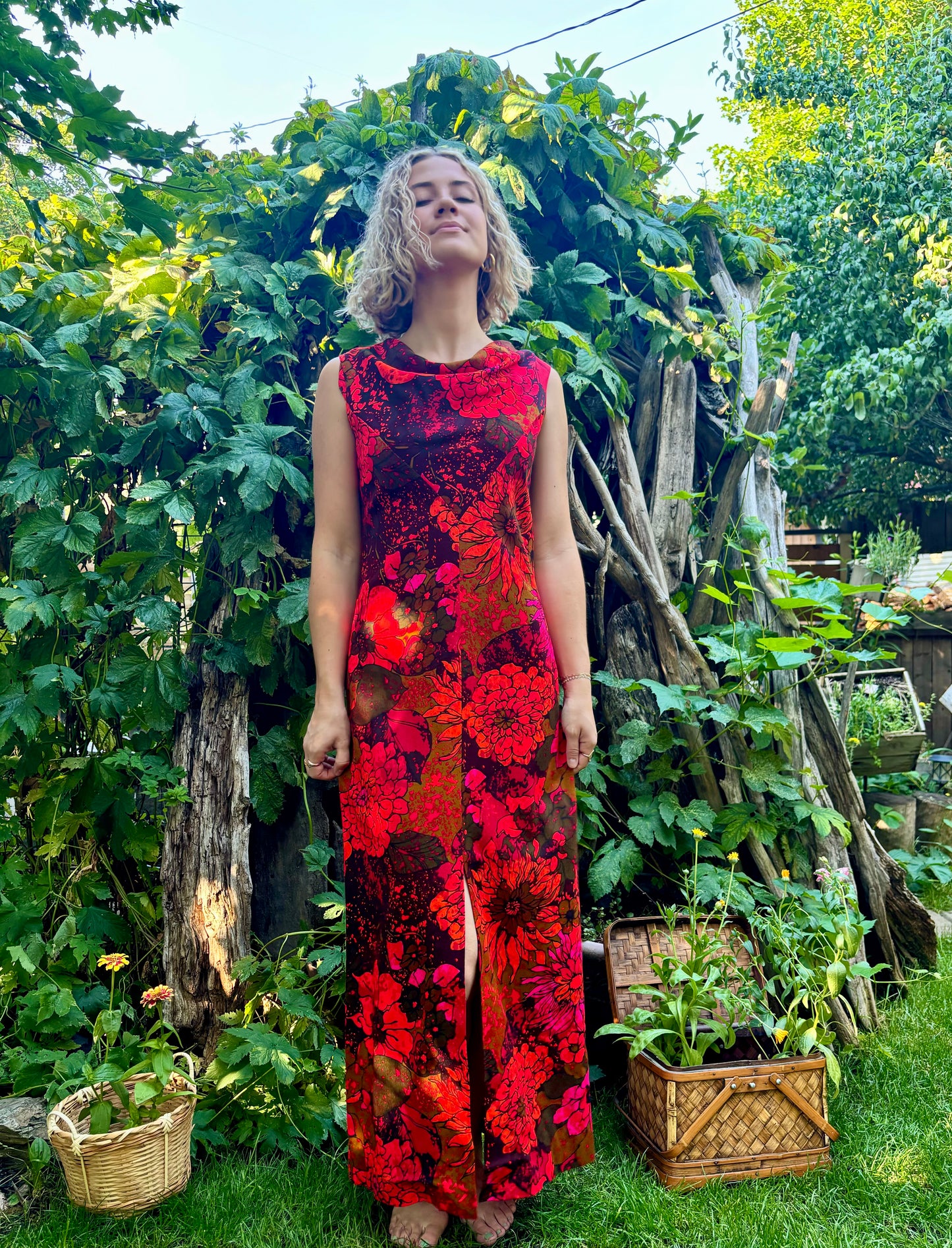 Red Hawaiian Floral Dress