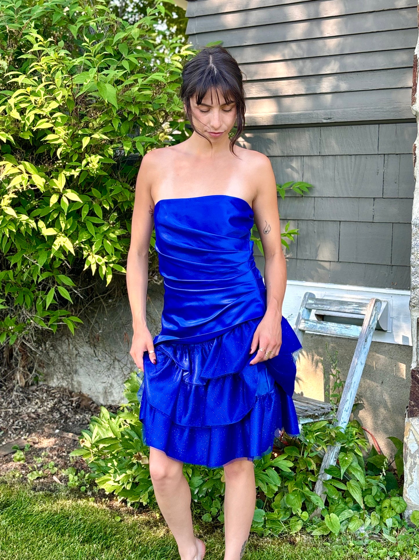 Blue Ruffle Party Dress