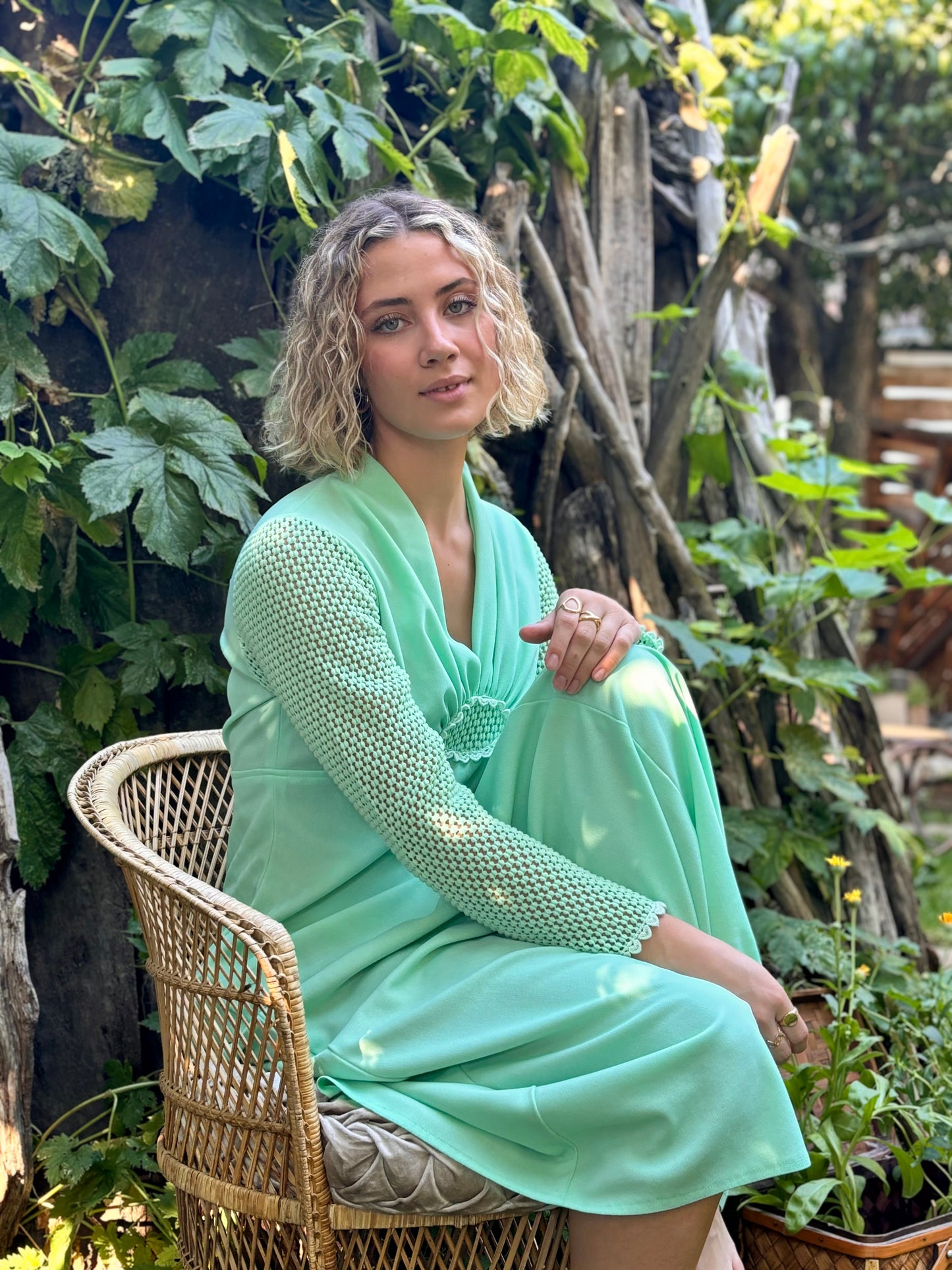 70’s Vintage Seafoam Green Dress