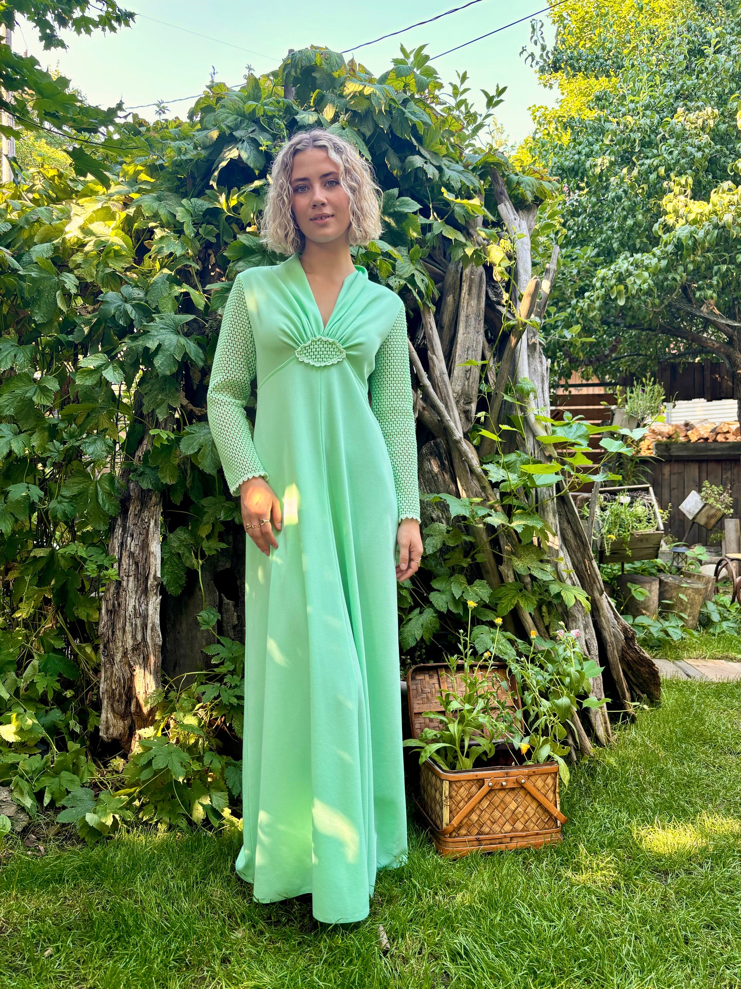 70’s Vintage Seafoam Green Dress