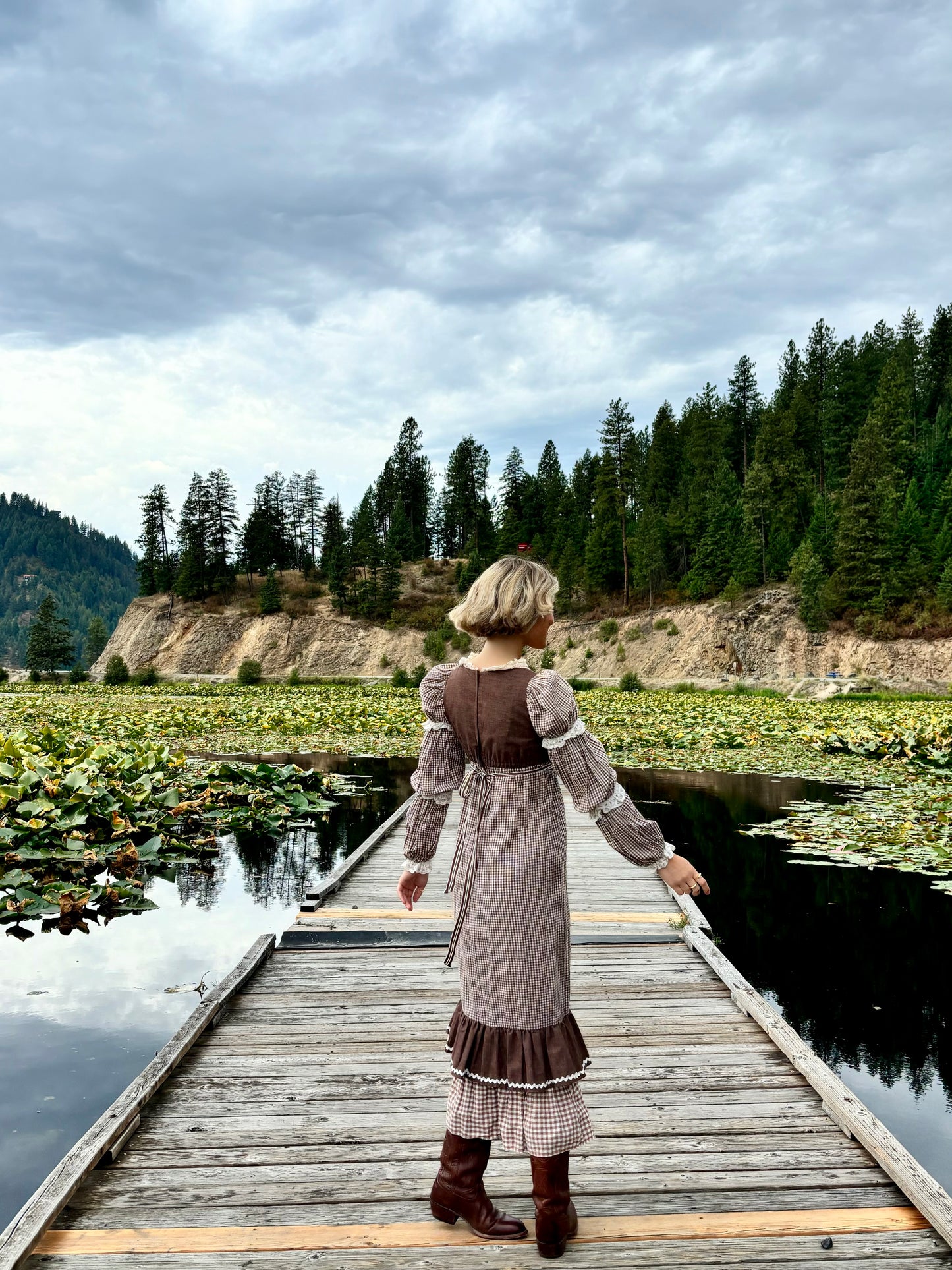 Gingham Ruffle Prairie Dress