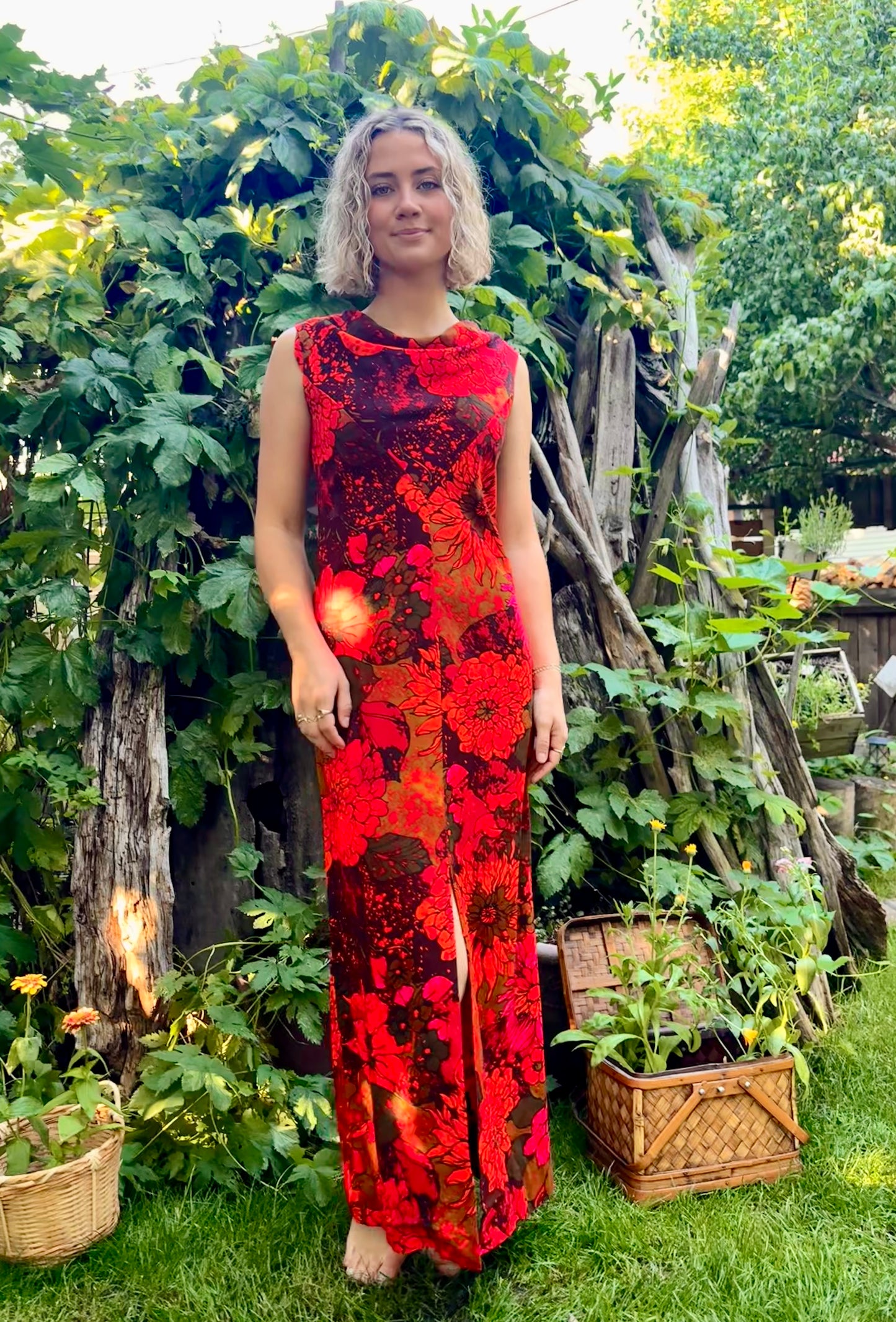 Red Hawaiian Floral Dress