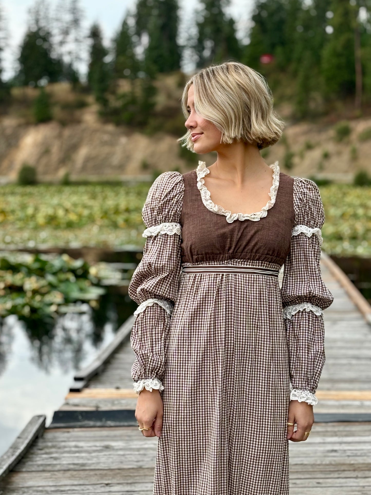 Gingham Ruffle Prairie Dress