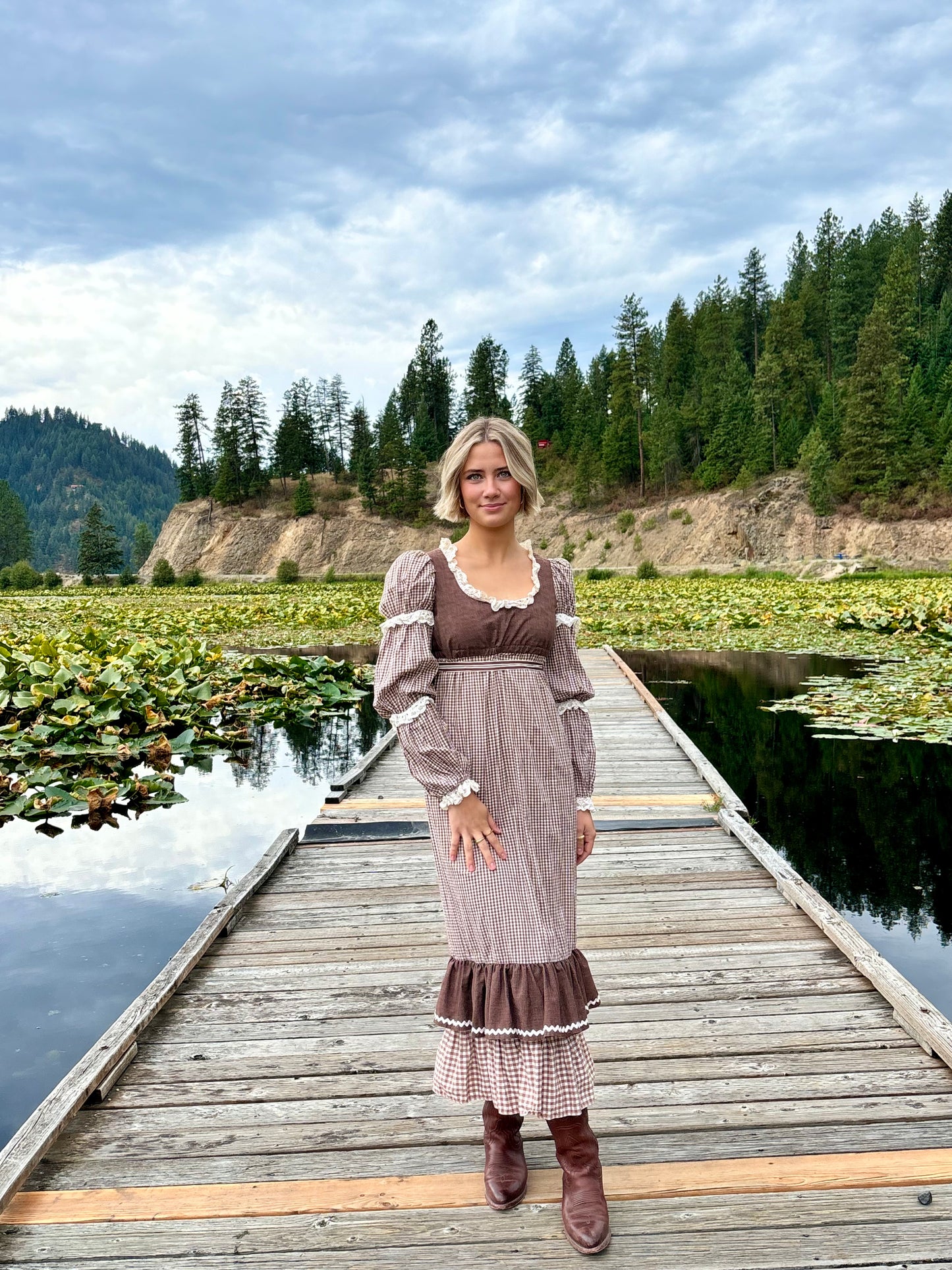 Gingham Ruffle Prairie Dress