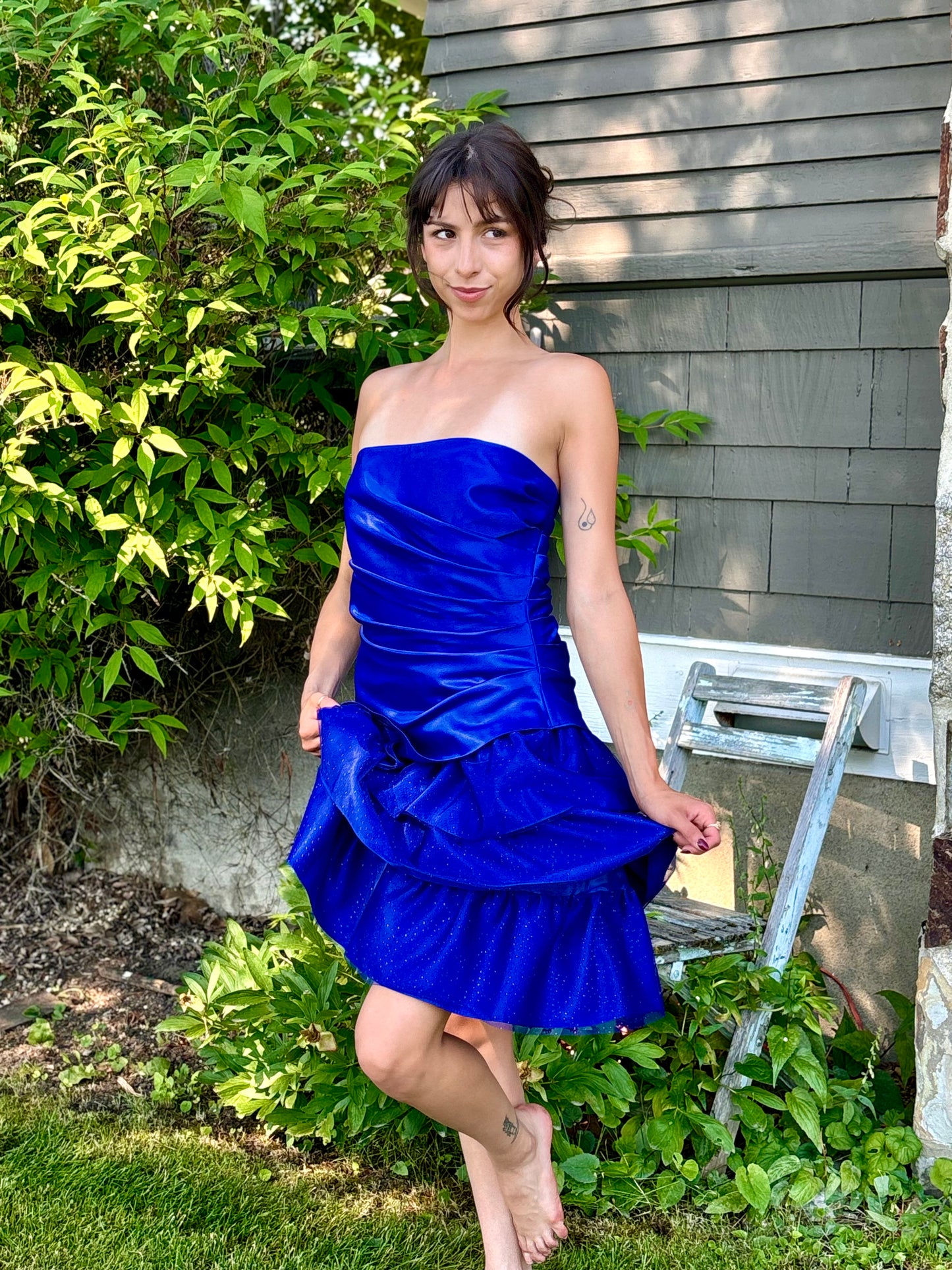 Blue Ruffle Party Dress