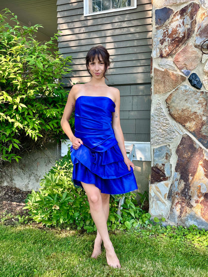Blue Ruffle Party Dress