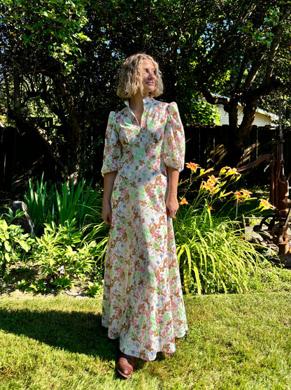 70’s Vintage Vibrant Floral Garden Dress