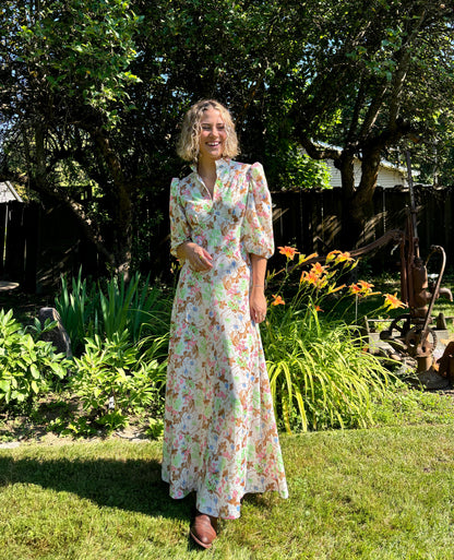 70’s Vintage Vibrant Floral Garden Dress