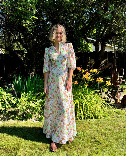 70’s Vintage Vibrant Floral Garden Dress